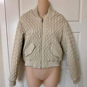 Mango Textured Cream Bomber Jacket, NWT, size small